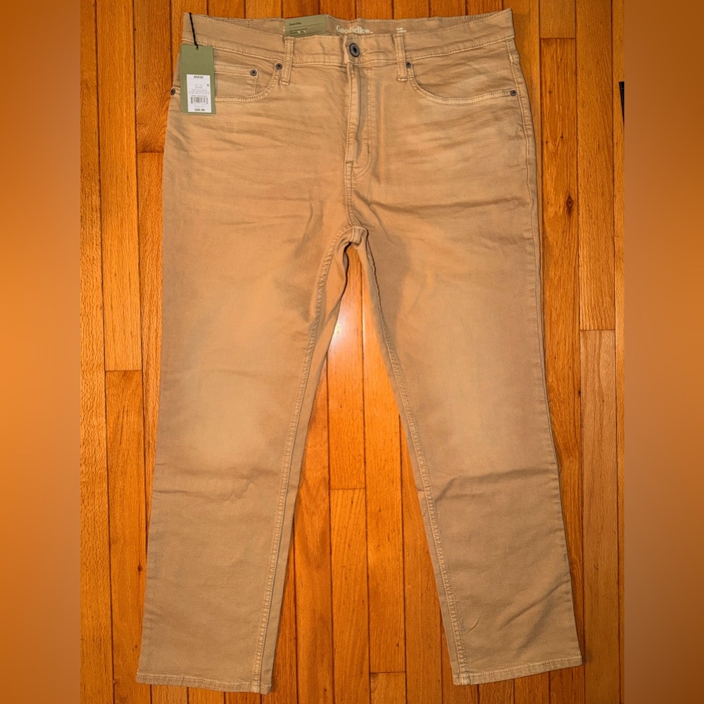 New NWT Goodfellow & Co Men's Tan Jeans 40x30 30” inseam Total Flex Slim